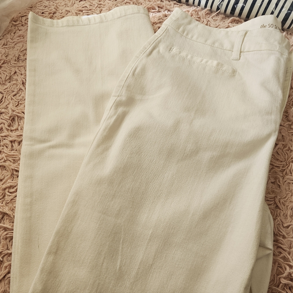 Womens White Flare-Leg Pants. Chicos So Sliming Girlfriend Jeans